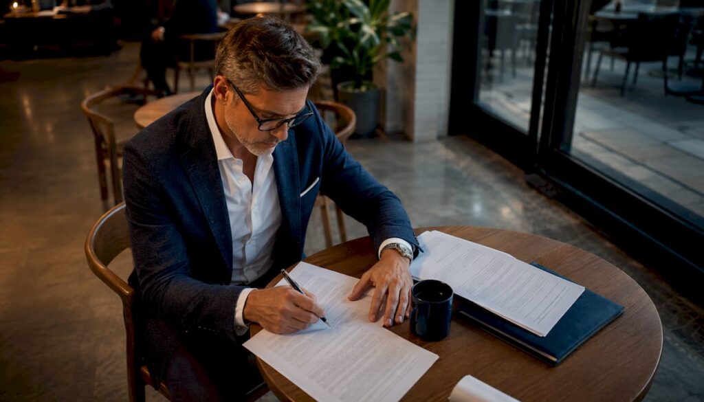 Real estate investor reviewing 1031 exchange documents