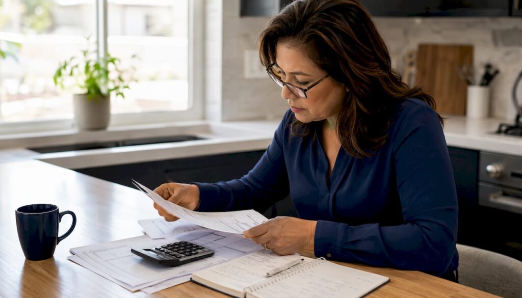 Professional reviewing commercial real estate loan documents