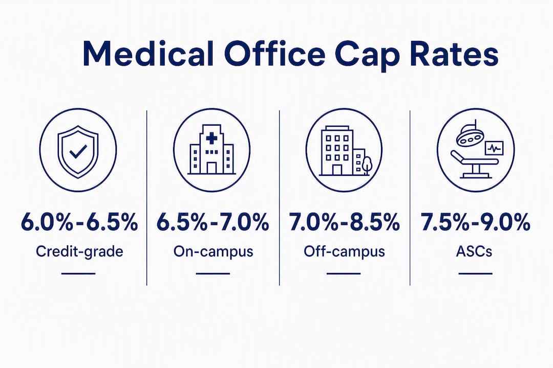 Infographic displaying medical office cap rate ranges