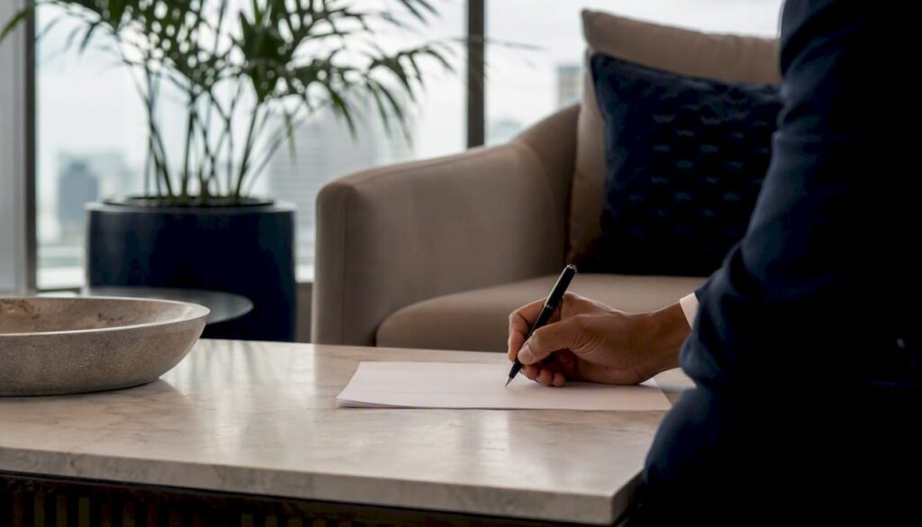 Hand signing commercial lease document