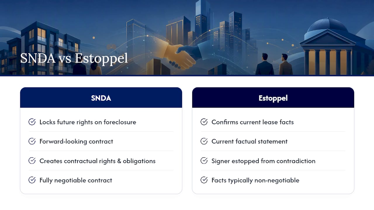 How an SNDA differs from an estoppel certificate — overview diagram