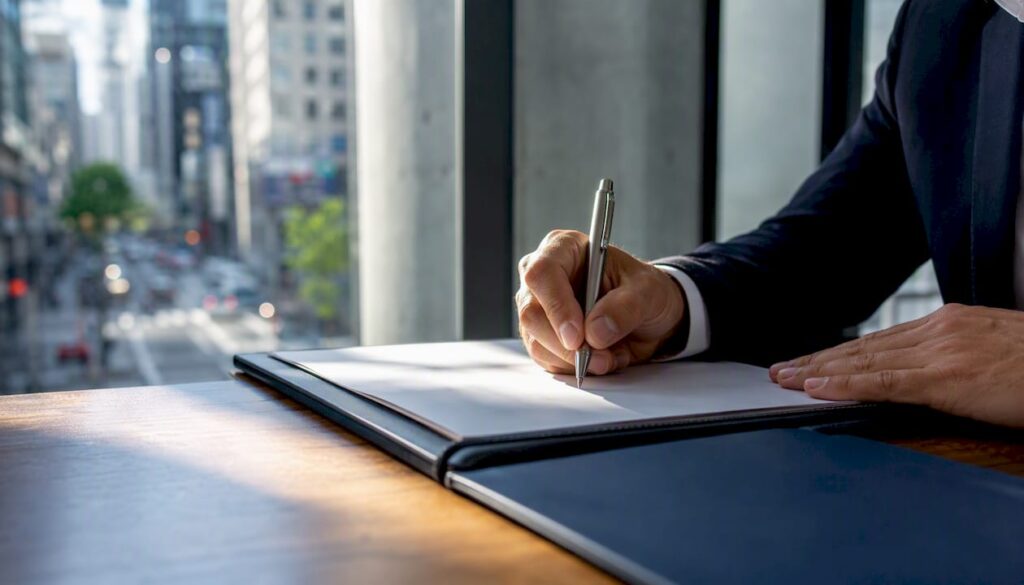 Hand signing personal guarantee on lease