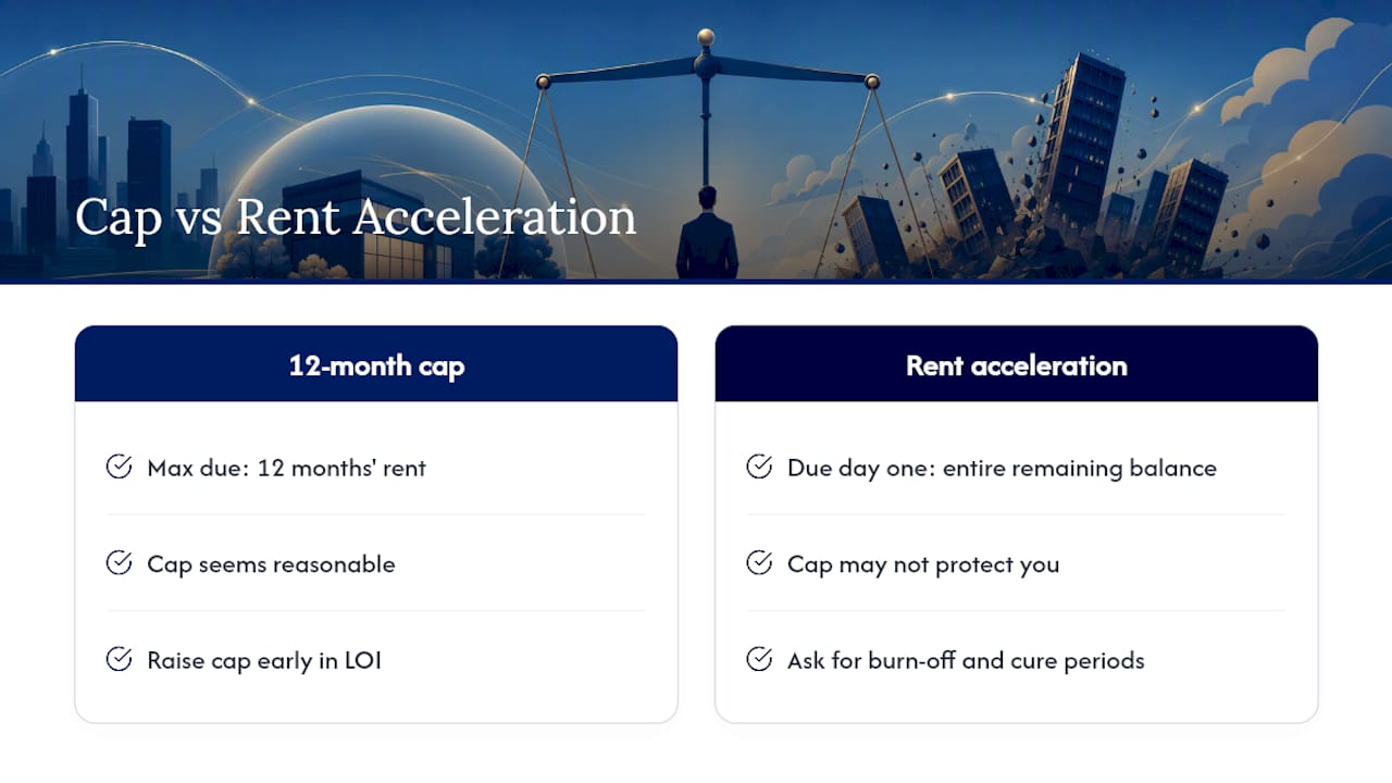 Diagram comparing rent acceleration and guarantee cap effects
