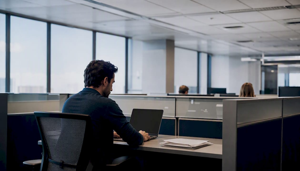 High-density open-plan office interior