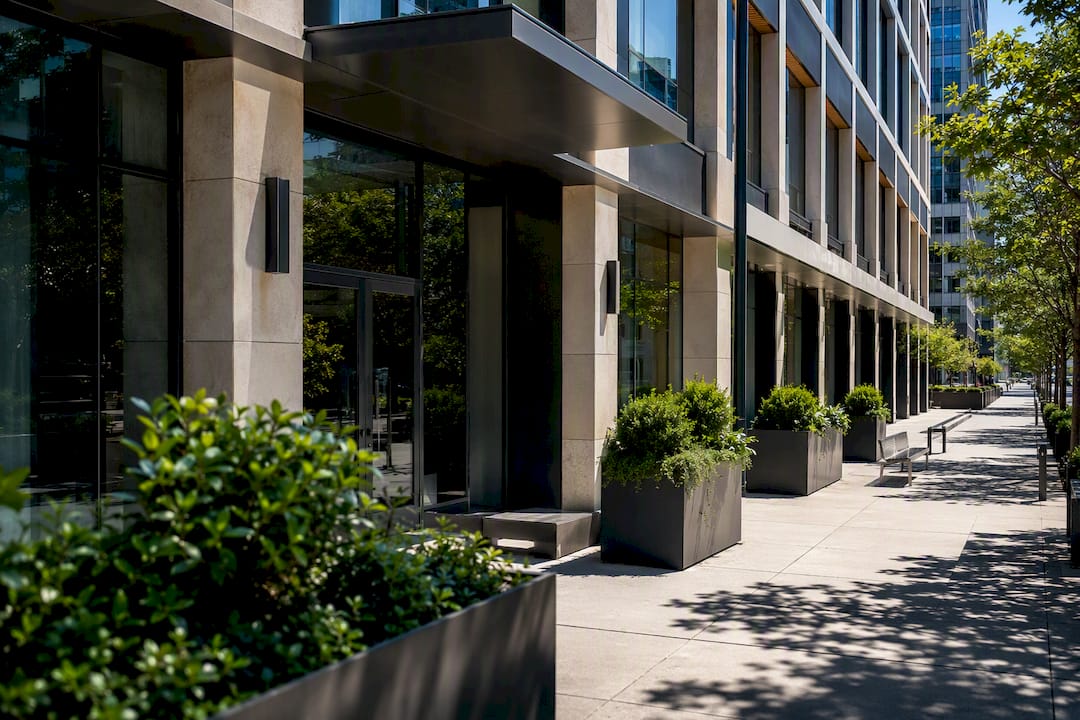 Modern Charlotte office building exterior daylight