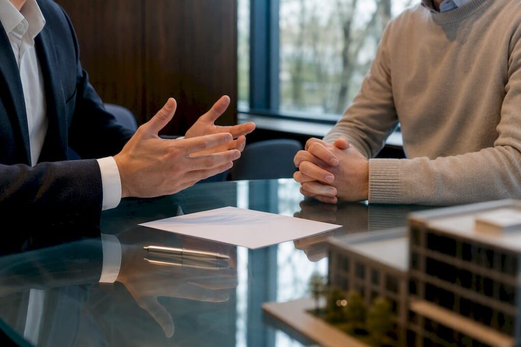 Signing leasing commission agreement hands close-up