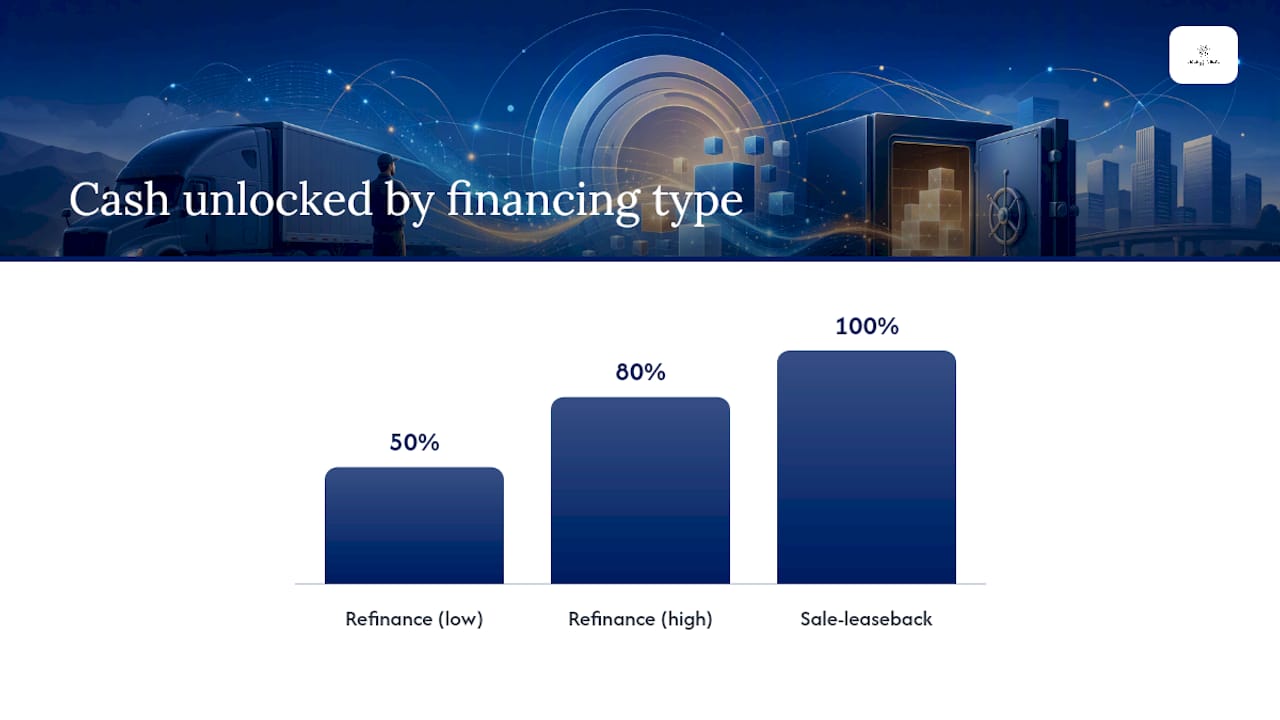 Diagram comparing sale-leaseback and mortgage refinance cash values