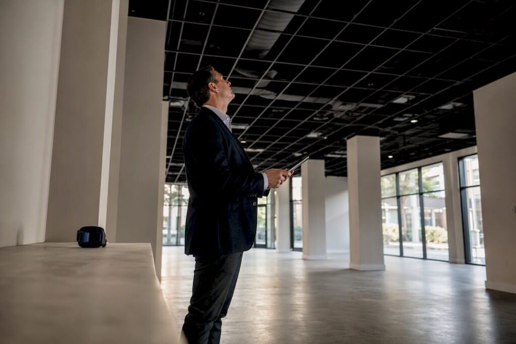 Advisor inspecting commercial property interior