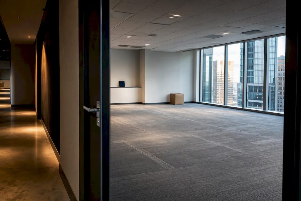 Vacated commercial office suite after tenant move-out