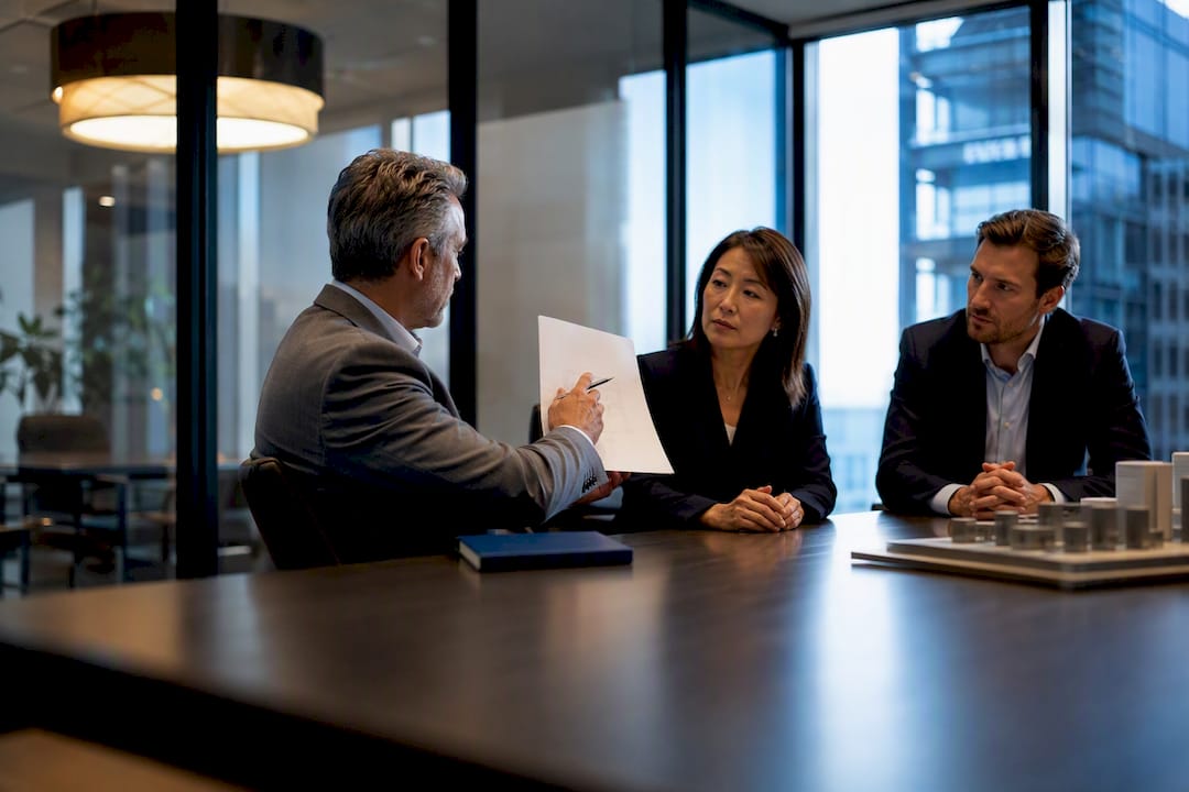 Advisors discussing commercial lease security terms