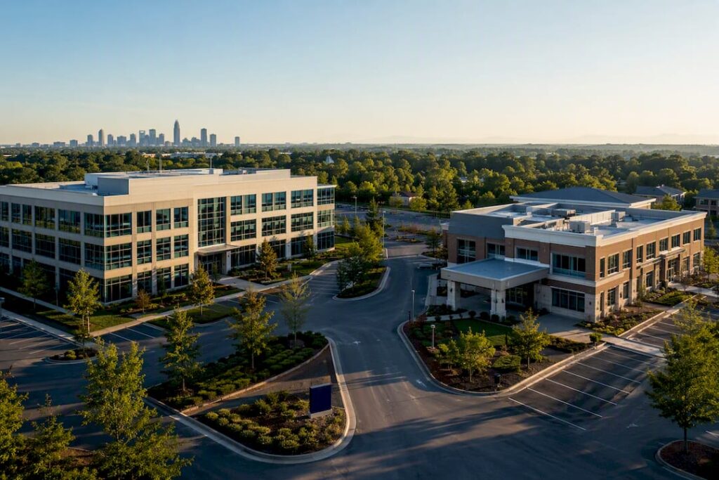 Aerial view of office and medical properties