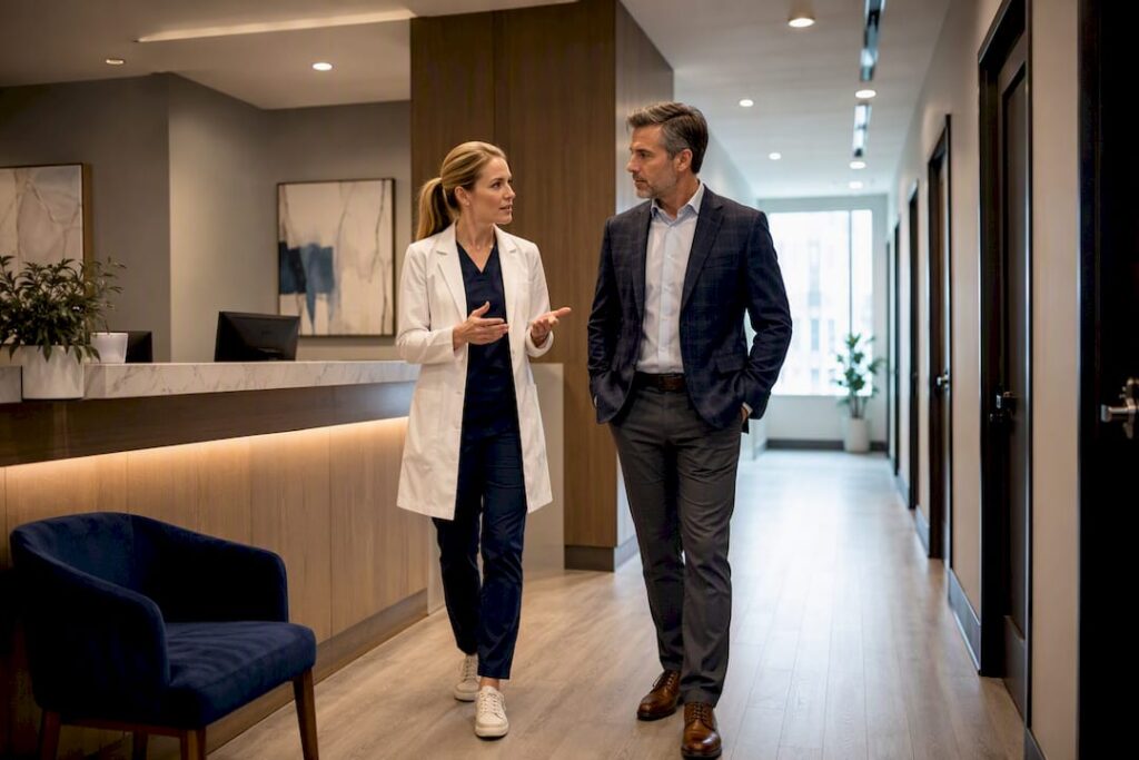 Occupied medical suite during tenant review
