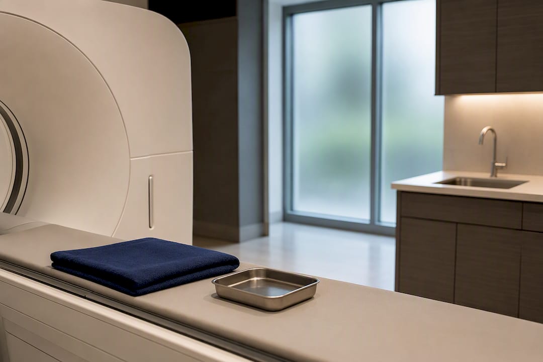 Outpatient diagnostic imaging room prepared for procedures