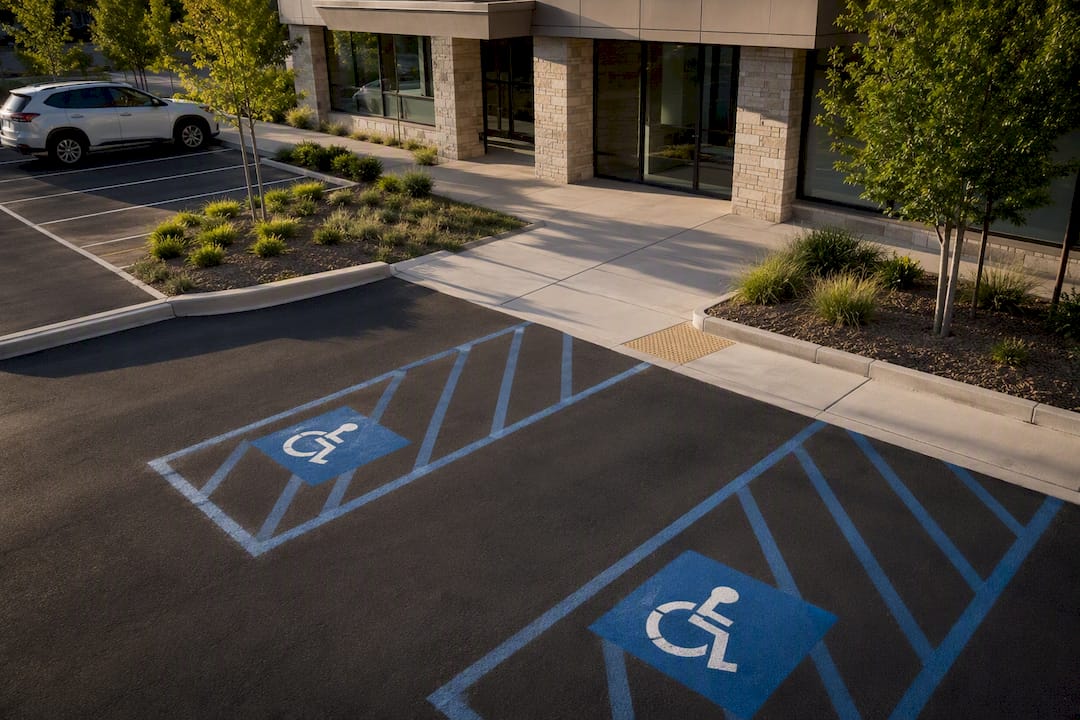 Accessible parking spaces near dental office entrance
