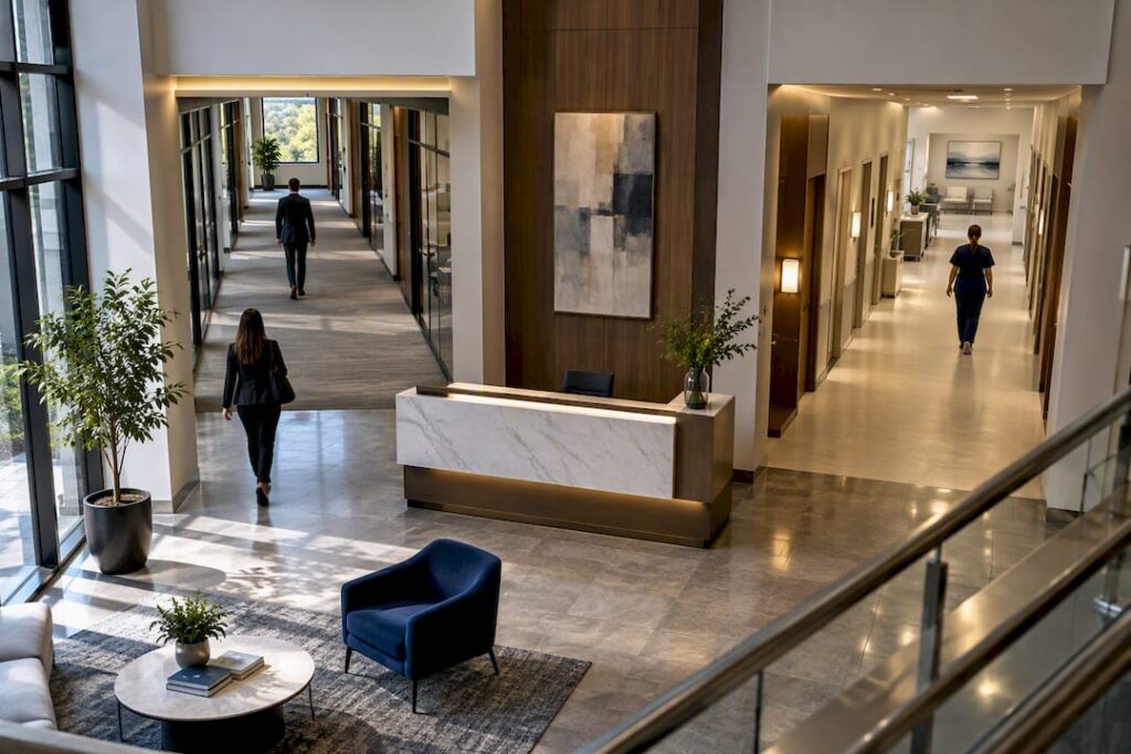 Shared lobby in a professional office building
