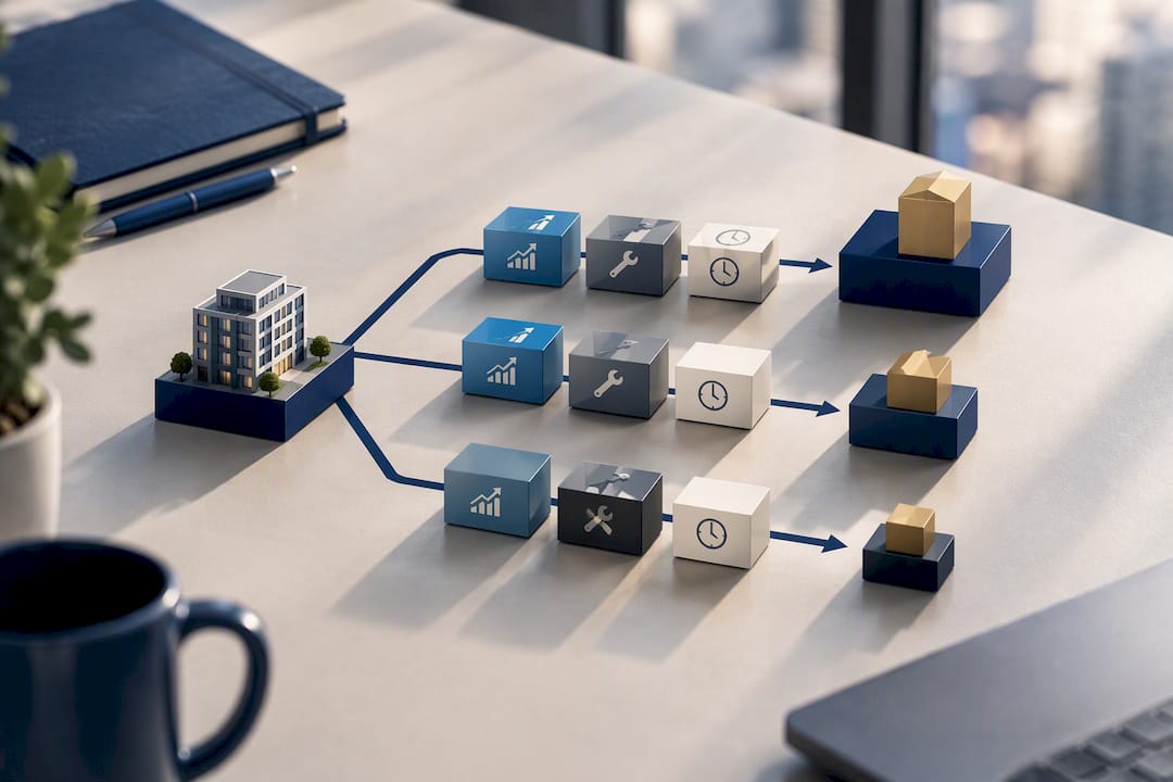 Three scenario paths for property valuation