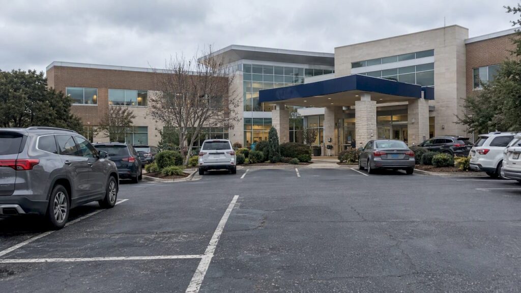 Parking spaces outside a medical office building