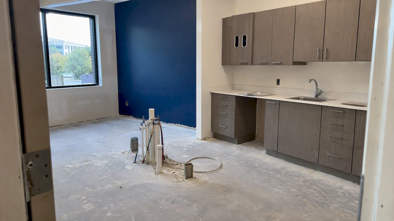 Dental clinic buildout with plumbing and casework