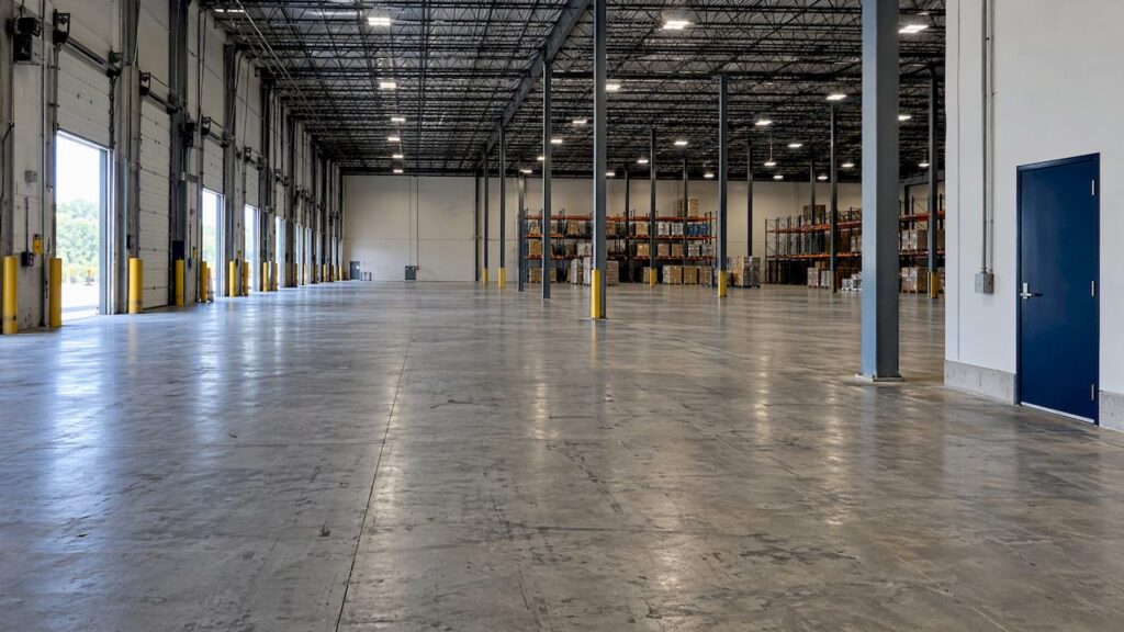 Vacant Charlotte warehouse interior and storage bays